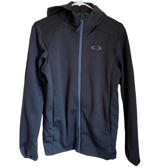 Oakley Men Enhance Tech Fleece Blackout Jacket Size S Outdoor Fall Light Weight - Picture 1 of 5